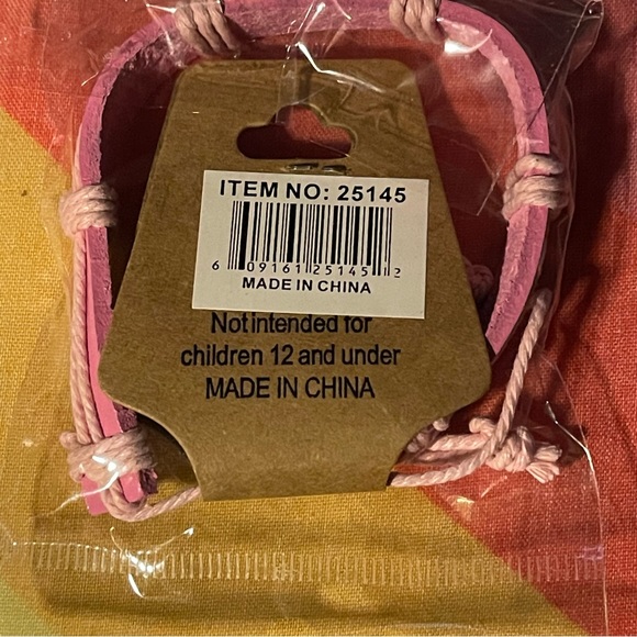 Real Leather Band / Pink Breast Cancer Ribbon Bracelets - Picture 2 of 2